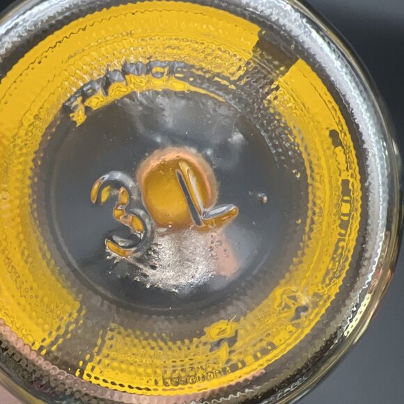 Large Vintage Retro 3L Glass Cookie Jar Yellow Striped France 1970s VG to EUC - Picture 4 of 16